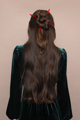 Frenchies Red Velvet Hairsticks