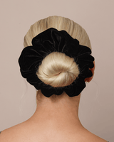 Frenchies Cotton Velvet Large Black Scrunchie - Frenchies