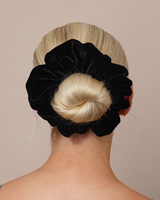 Frenchies Cotton Velvet Large Black Scrunchie