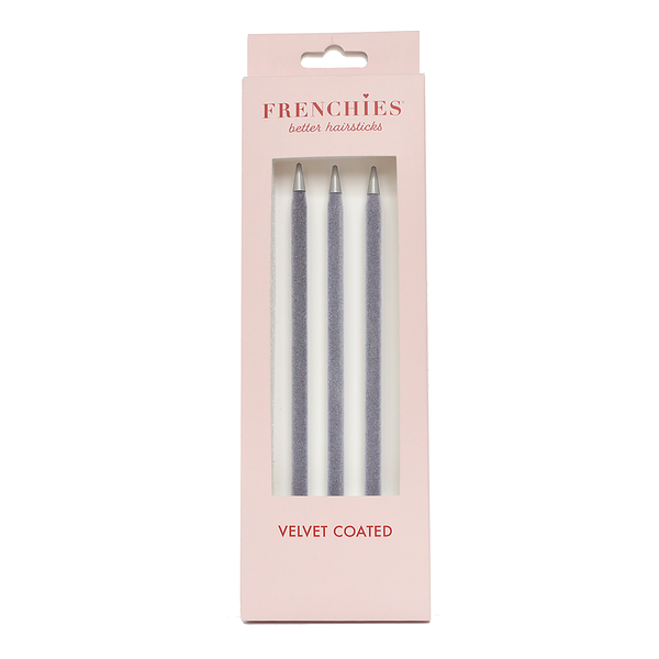 Frenchies Grey Velvet Hairsticks