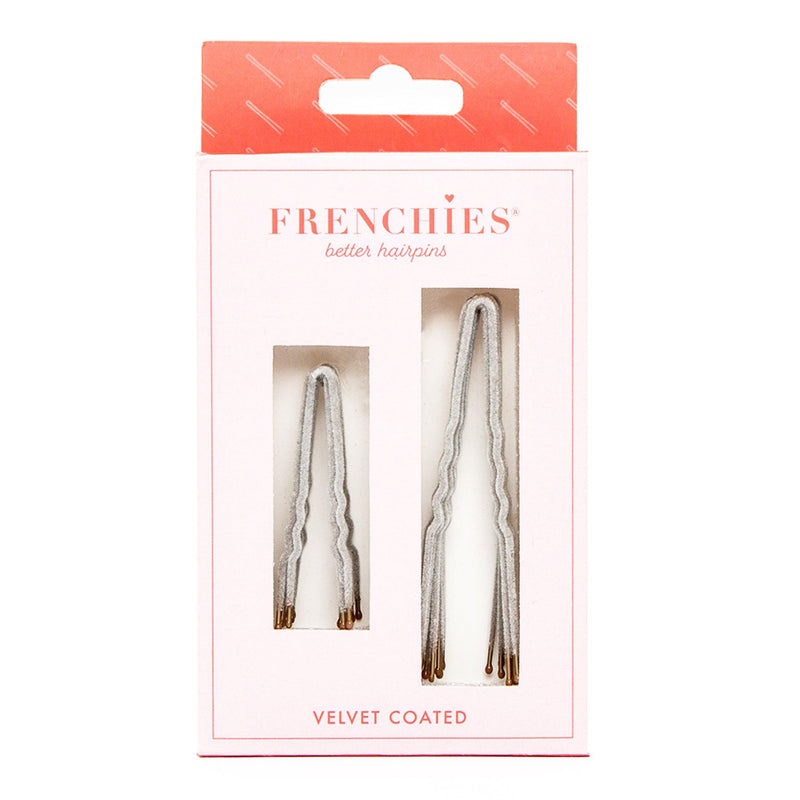 Frenchies Grey Velvet Hairpins